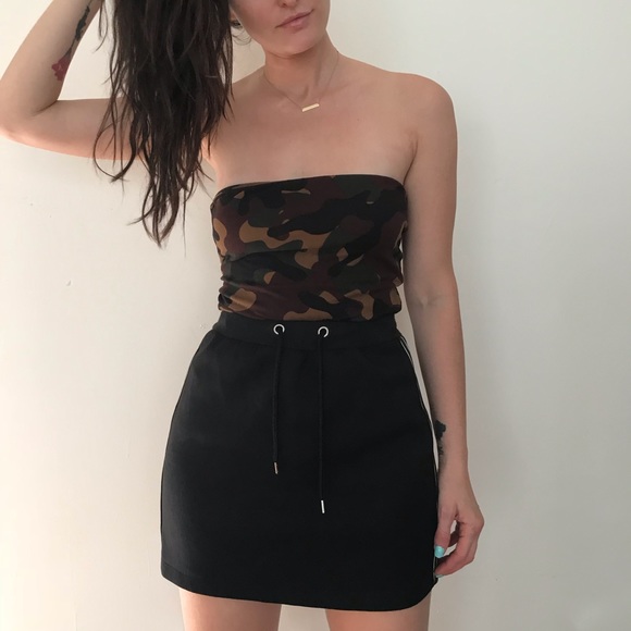 Black Mini Skirt with Stripes - Picture 3 of 5